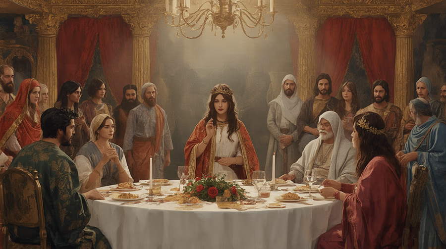 Esther crowned queen at a lavish banquet before King Xerxes, God's Providence in Esther 2