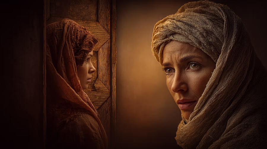 Naomi watching from the doorway as Ruth departs into the night