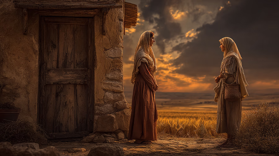 Ruth asks Naomi for permission to glean in the fields