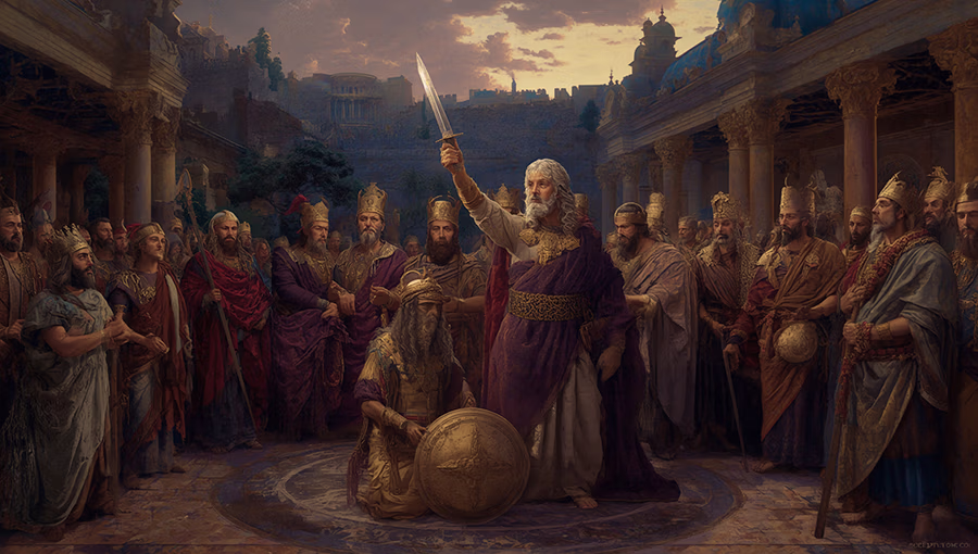 Samuel delivering judgment on King Agag
