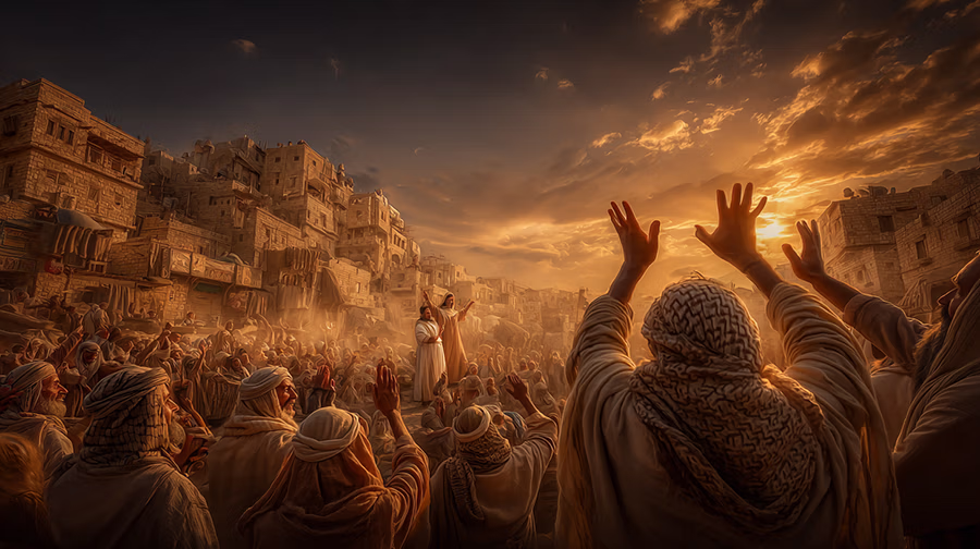 The community of Bethlehem blessing Ruth and Boaz's union