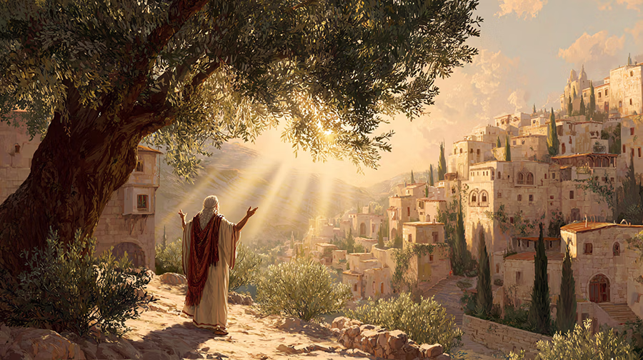 Prophet Jonah in ancient Gath-hepher receiving divine calling from God