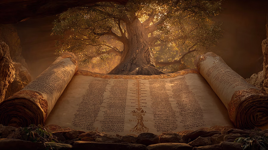 Genealogical scroll showing lineage from Ruth and Boaz to King David
