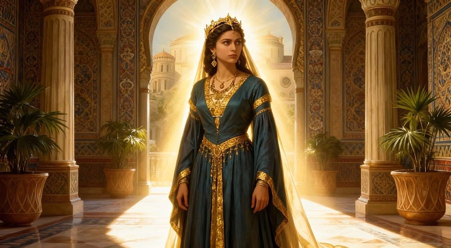 Queen Esther displaying courage and faith as deliverer of her people