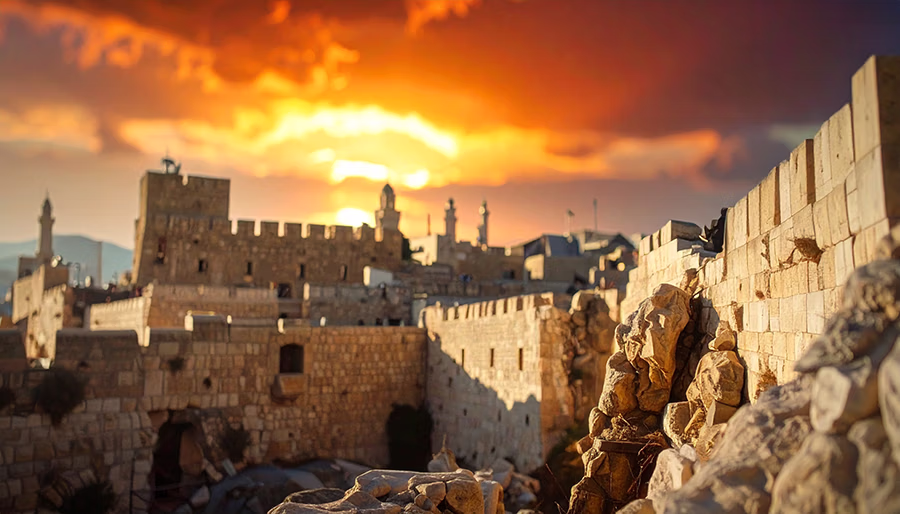 Ancient city with broken walls illustrating lack of self-control