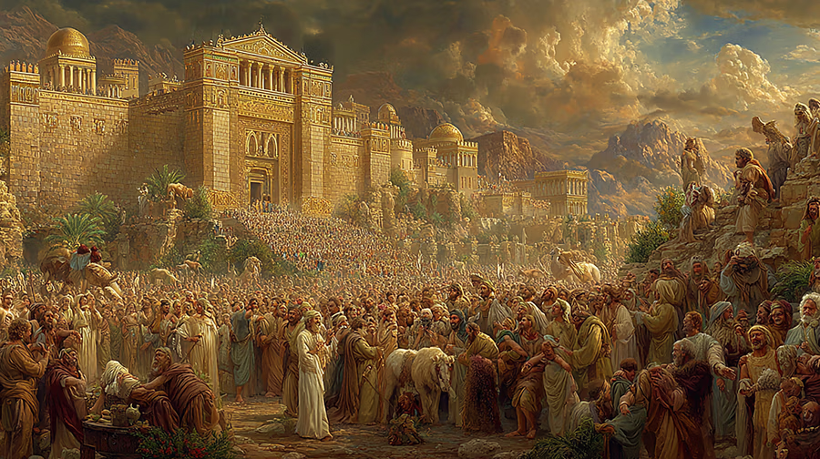 The entire city of Nineveh, from greatest to least, engaging in comprehensive repentance before God