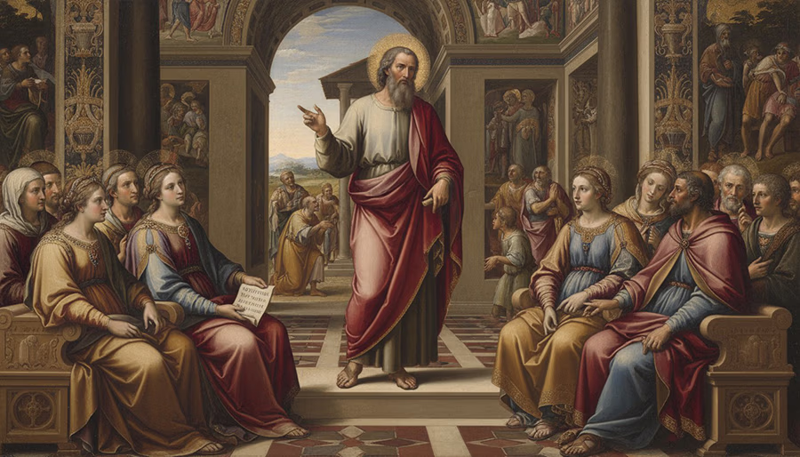 Paul teaching Corinthians about charitable giving from Macedonian example