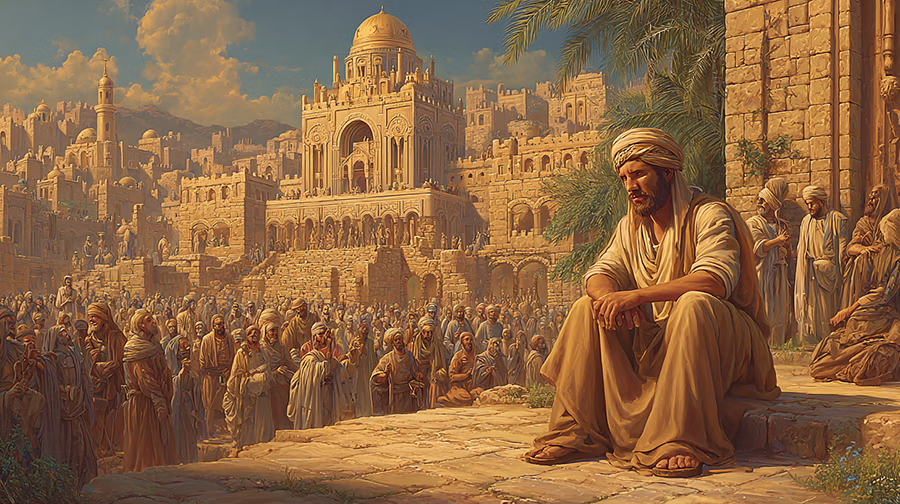 Illustration depicting the danger of isolation versus community fellowship in biblical times