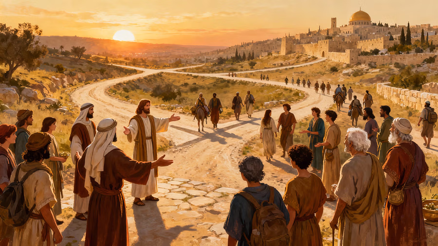 Servants invite travelers from the highways to the king's wedding feast