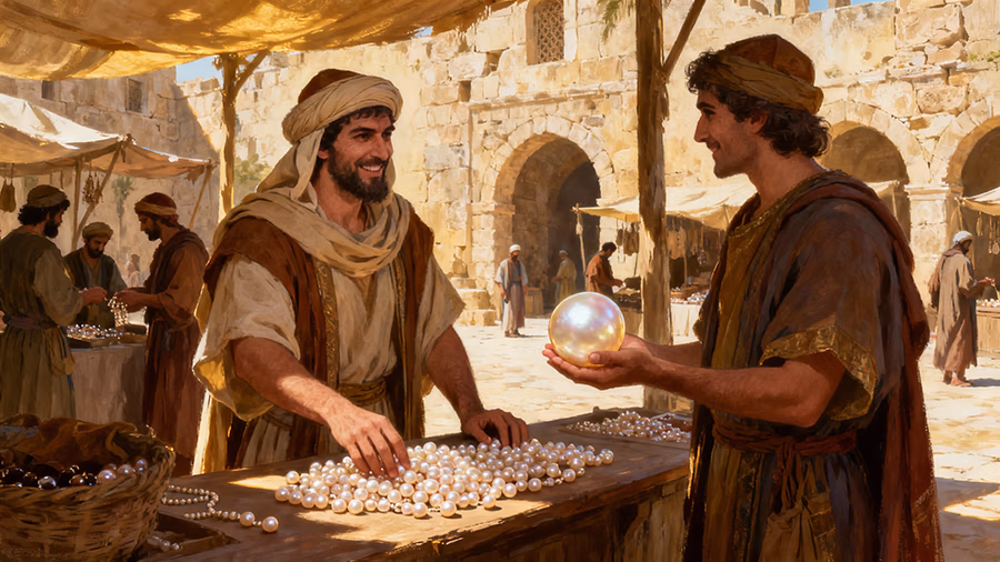 Pearl merchant selling everything to obtain the pearl of great price