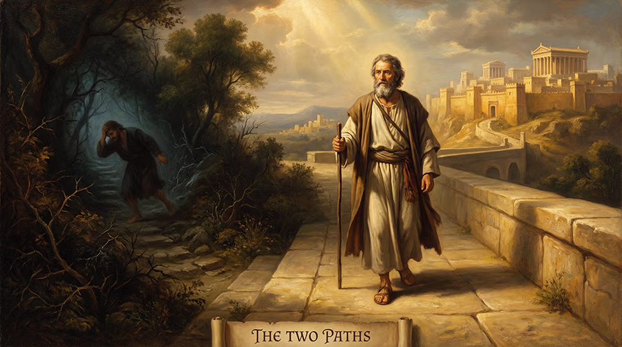 Two paths representing integrity and perversion in Proverbs 10