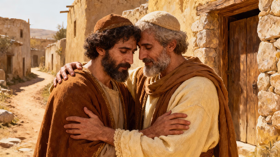 Two friends demonstrating loyal support during adversity as described in Proverbs 17:17