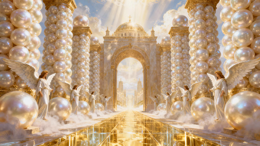 The twelve pearl gates of the New Jerusalem from Revelation 21